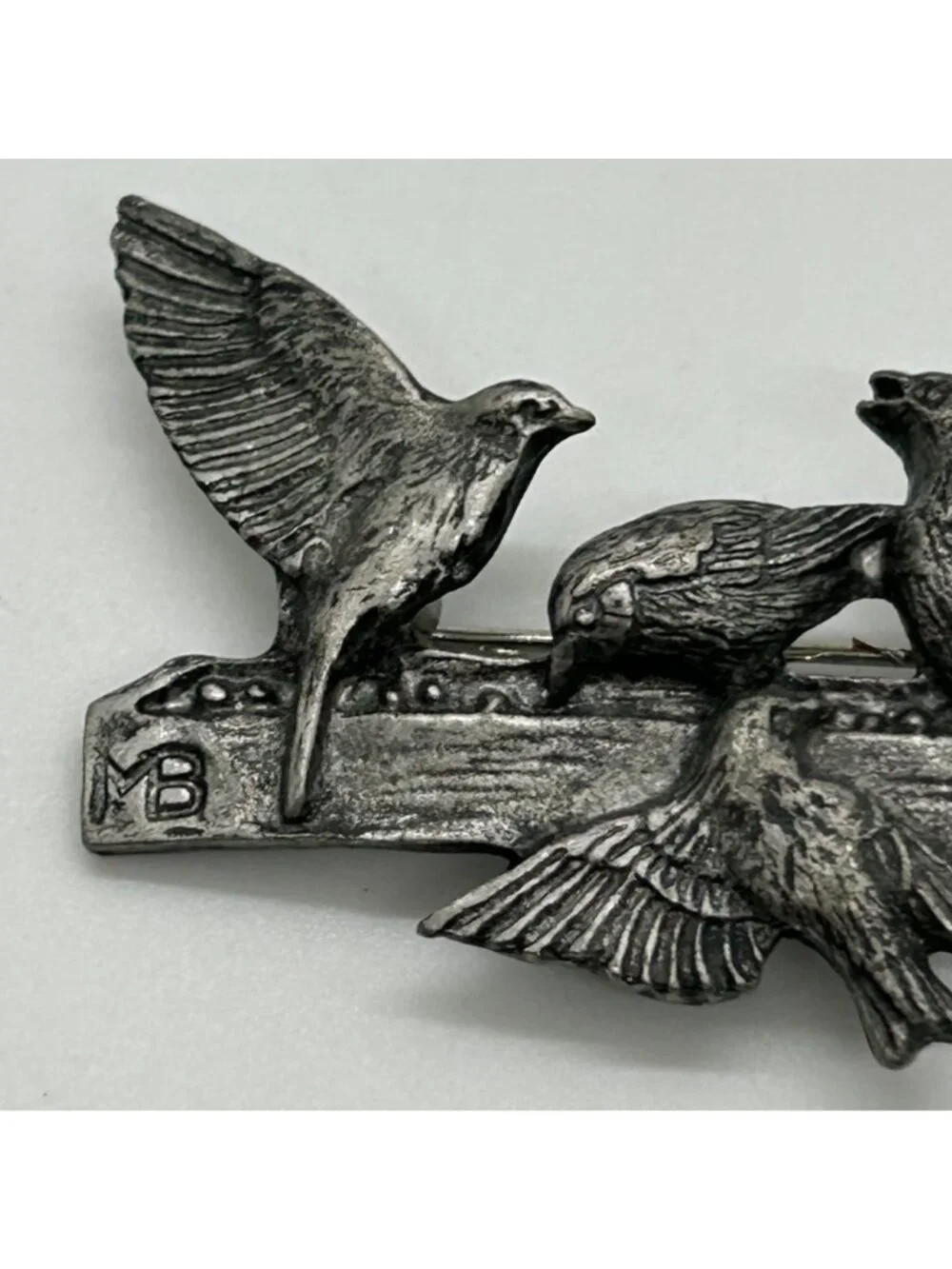 Pewter Bird Brooch M Bastian Vintage Pin 1999 Nature-Inspired Design